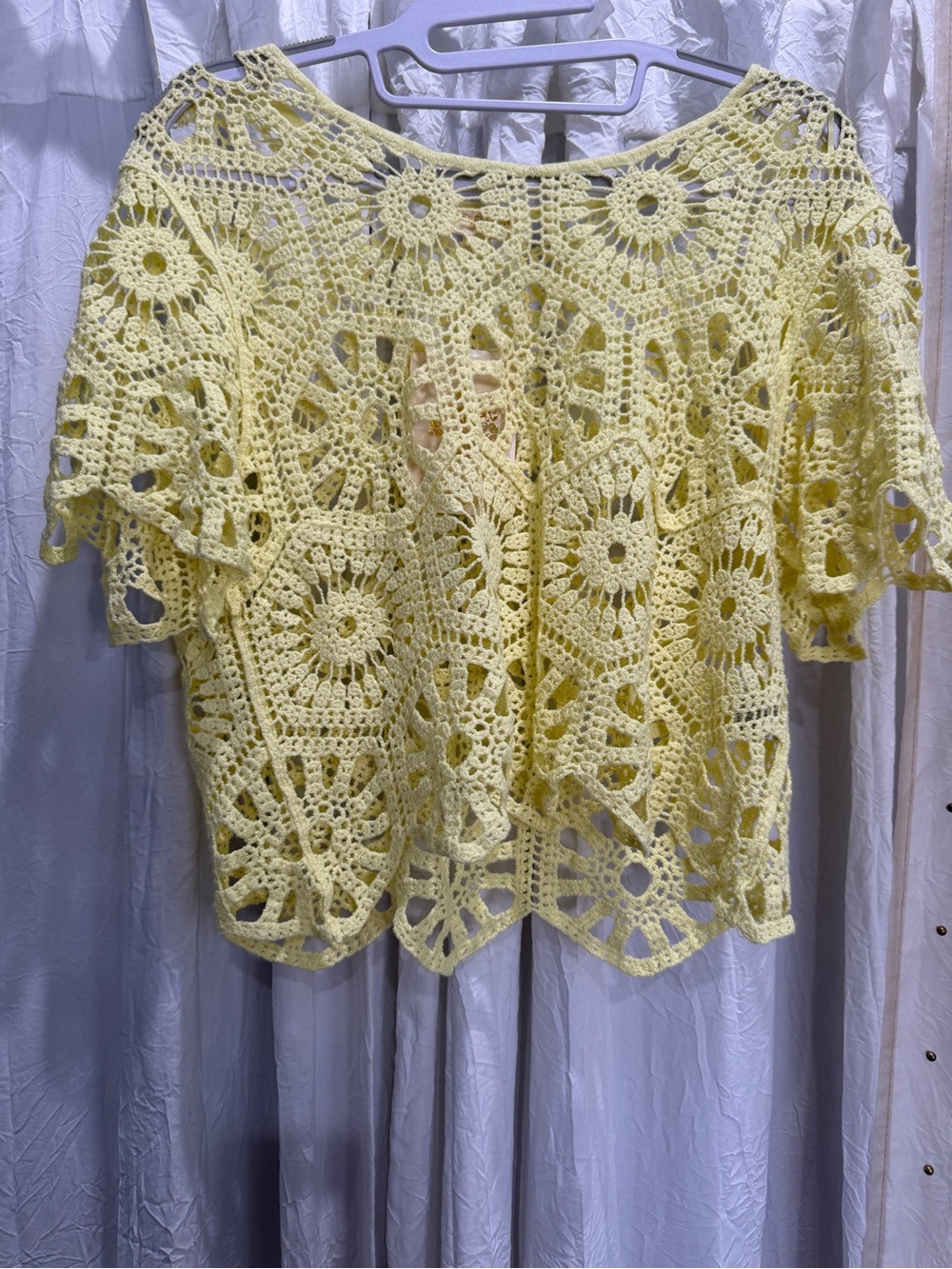Crocheted Top — Pale Yellow